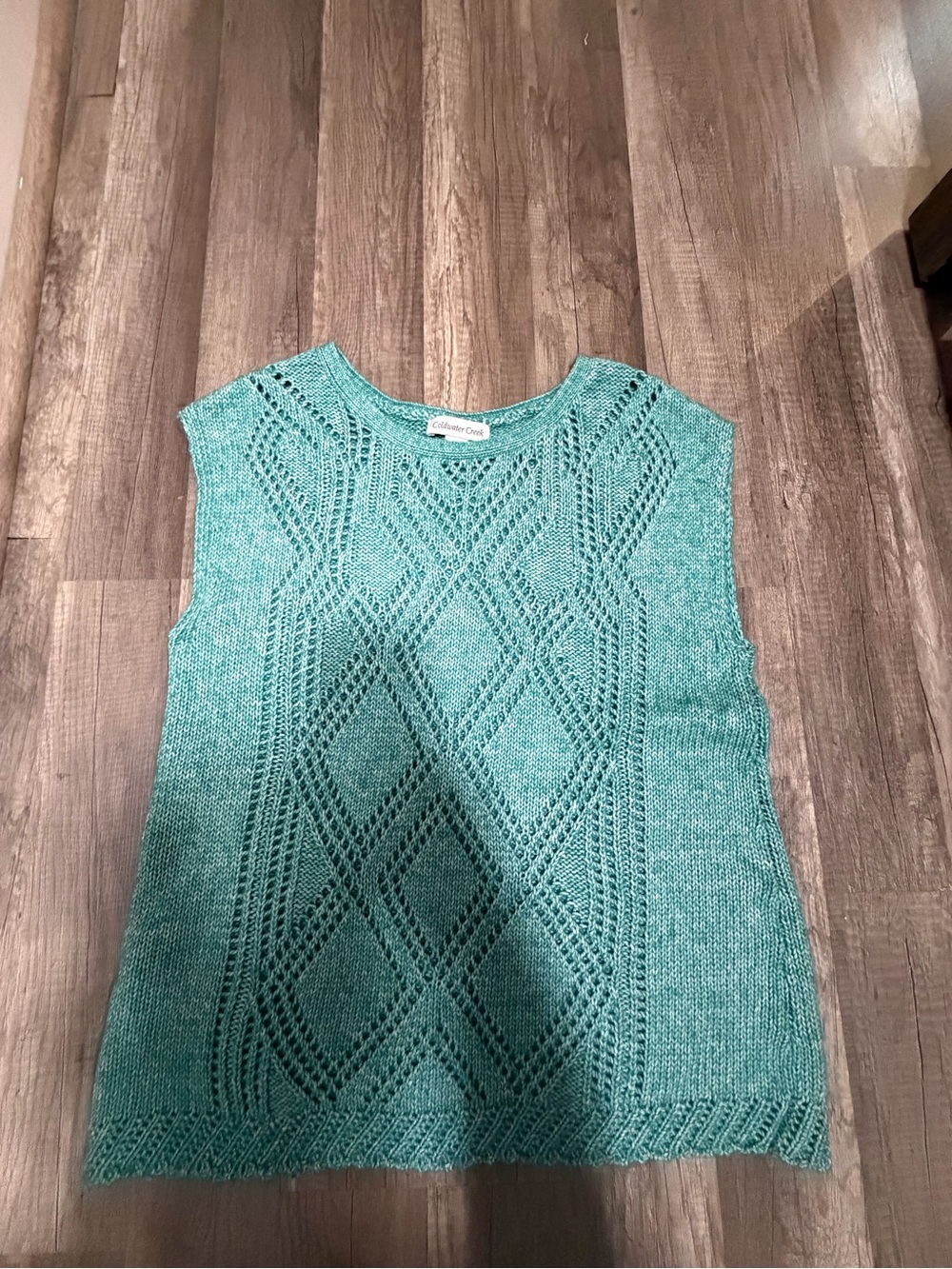 Coldwater Creek Teal Openwork Knit Tank